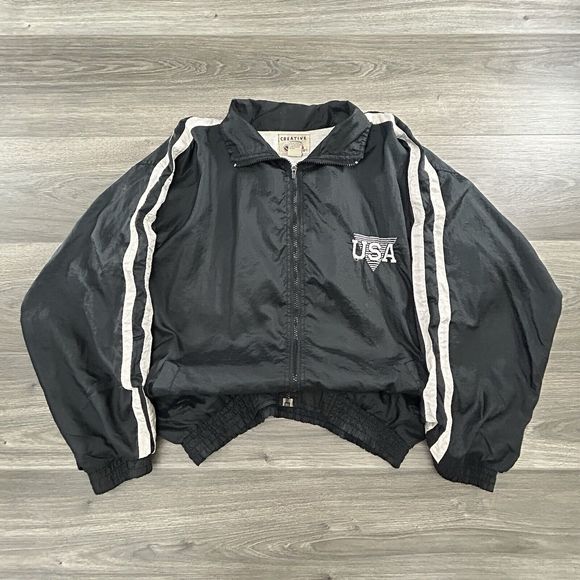 Vintage USA America Jacket Adult Medium Striped Classic 90s - Picture 1 of 5